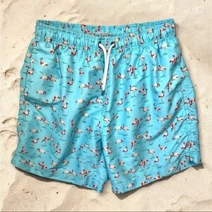 Franks Australia Men Sz L Pink Flamingos Print Swim Trunks Mesh Lined Beach